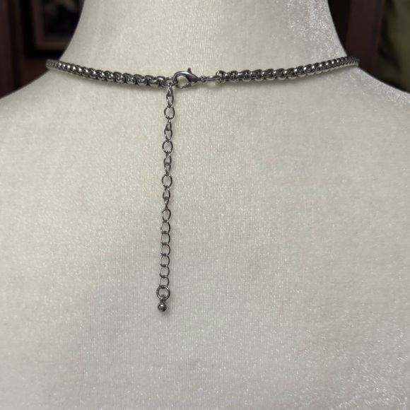 Stylish Silver Lariat-Y Necklace and Tassel Accent, Cable Chain, CZ - Picture 3 of 4